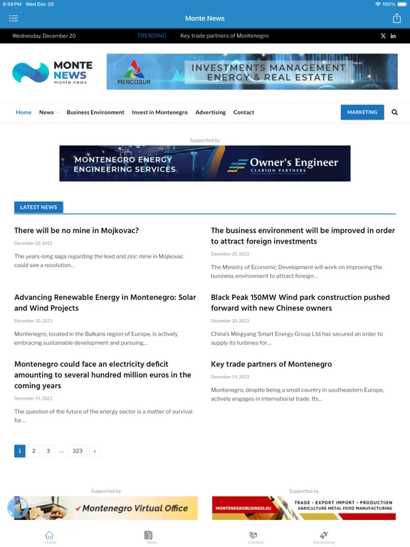 Ảnh chụp màn hình của Monte News iPad 