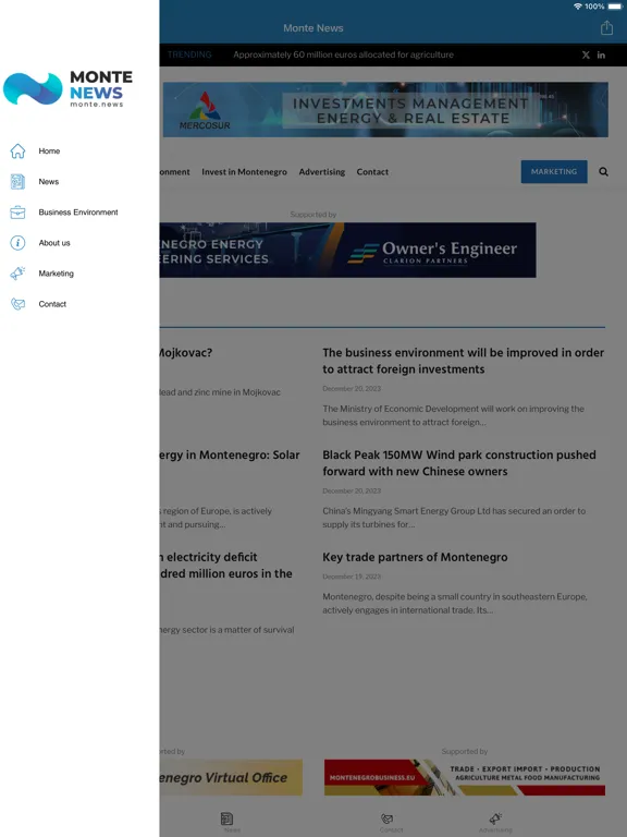 Ảnh chụp màn hình của Monte News iPad 