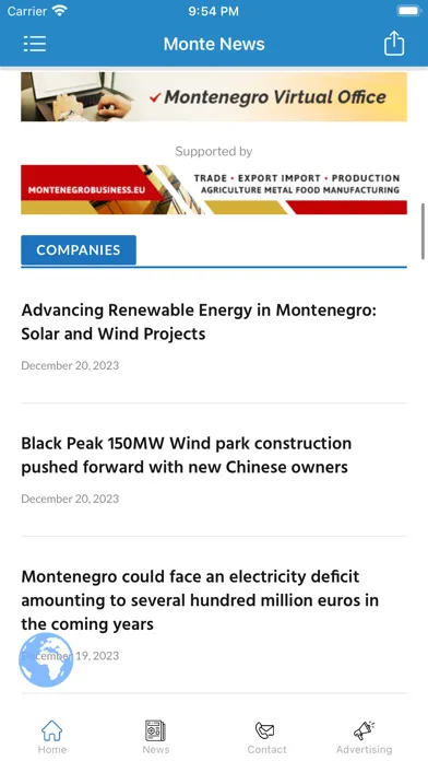 Ảnh chụp màn hình của Monte News