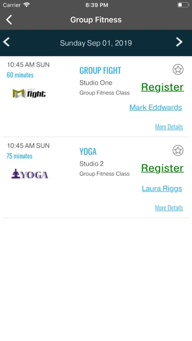 Zrzuty ekranu Ontario Racquet Club App