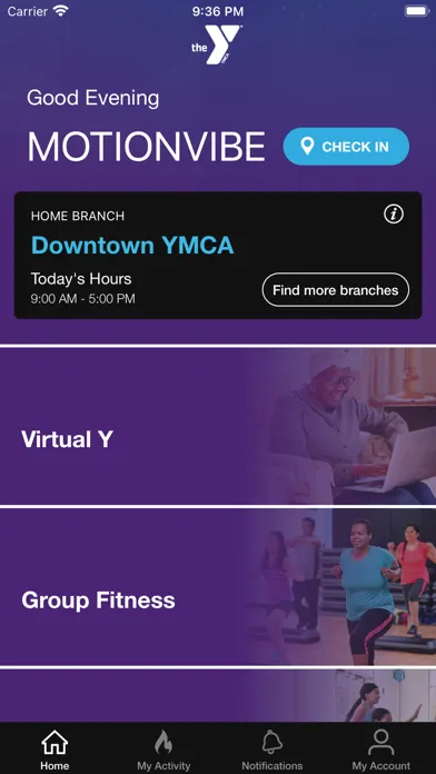 Capturas de tela do YMCA Central NY