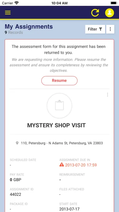 Tangkapan skrin Mystery Shoppers Ltd Mobile