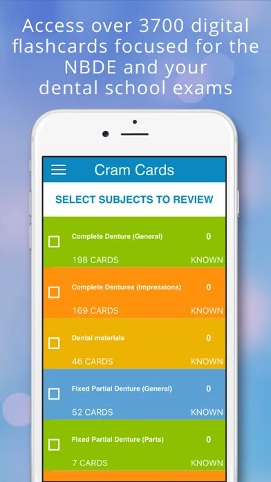 Zrzuty ekranu Prosthodontics Cram Cards