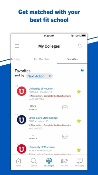 NCSA Athletic Recruiting Ekran Görüntüleri