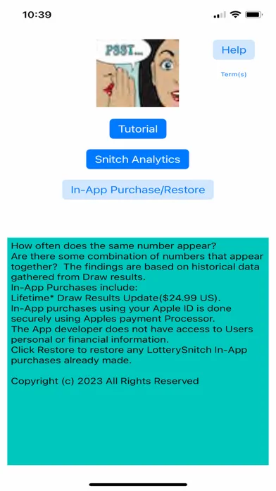 Ảnh chụp màn hình của Lottery Snitch