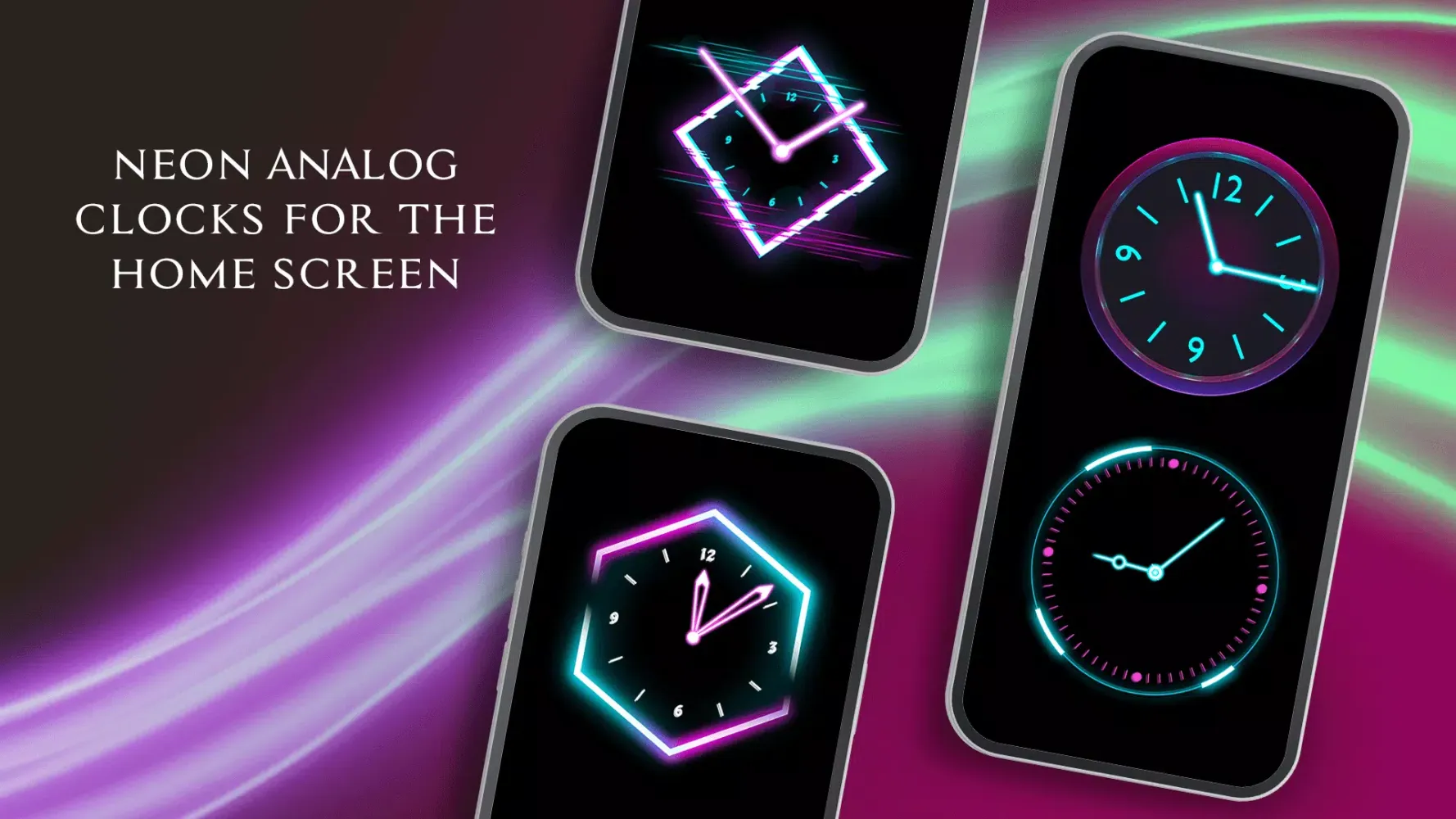 Tangkapan layar Neon Glow Analog Clock Widget