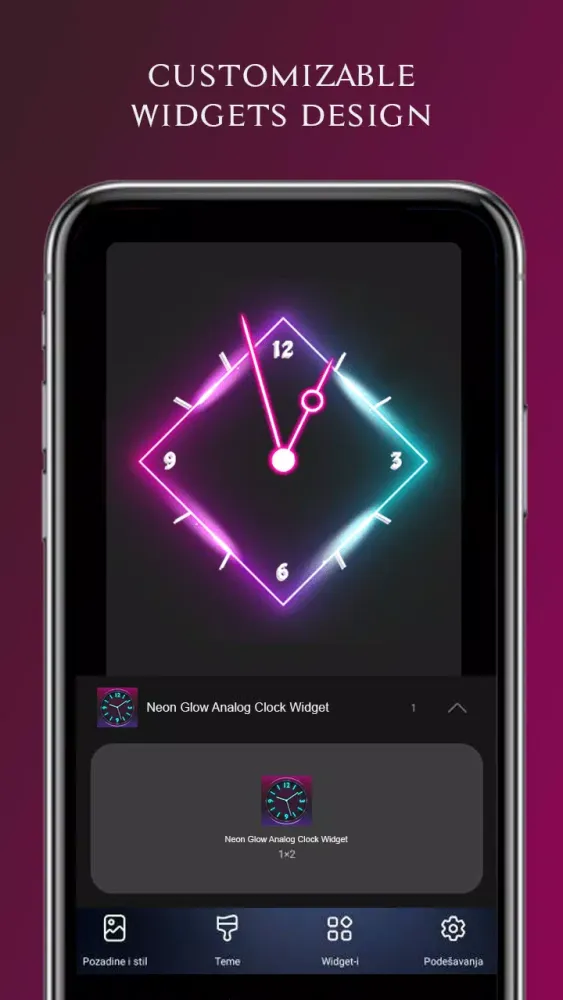 Tangkapan layar Neon Glow Analog Clock Widget