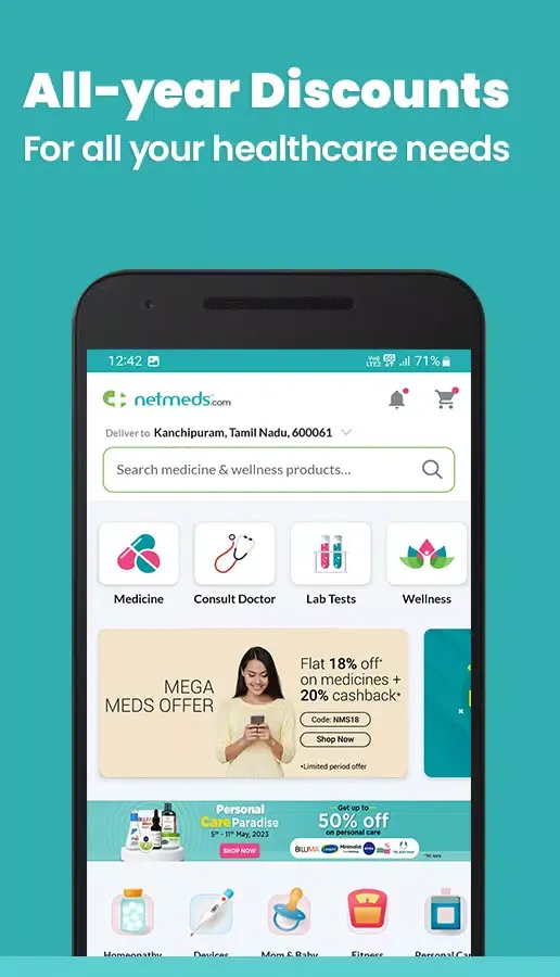 Capturas de tela do Netmeds