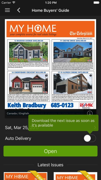 Captures d'écran de The Telegram Home Buyers' Guide