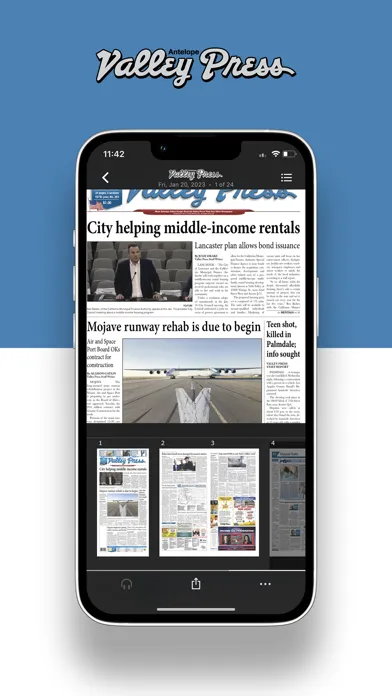 Capturas de tela do Antelope Valley Press EEdition