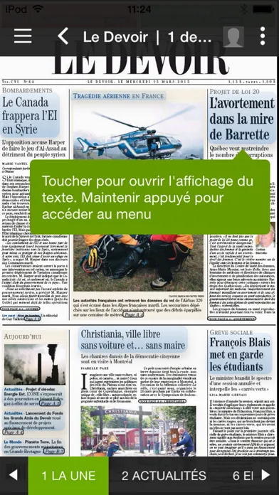 Capturas de tela do Le Devoir Virtuel