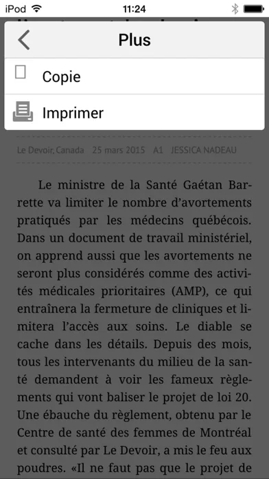 Capturas de tela do Le Devoir Virtuel