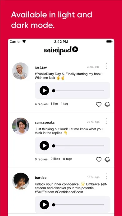 Tangkapan layar Minipod: Speak Your Mind