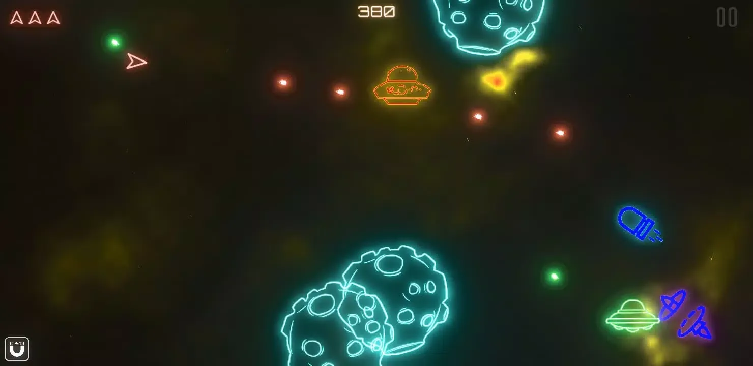 Tangkapan skrin Asteroids Neon