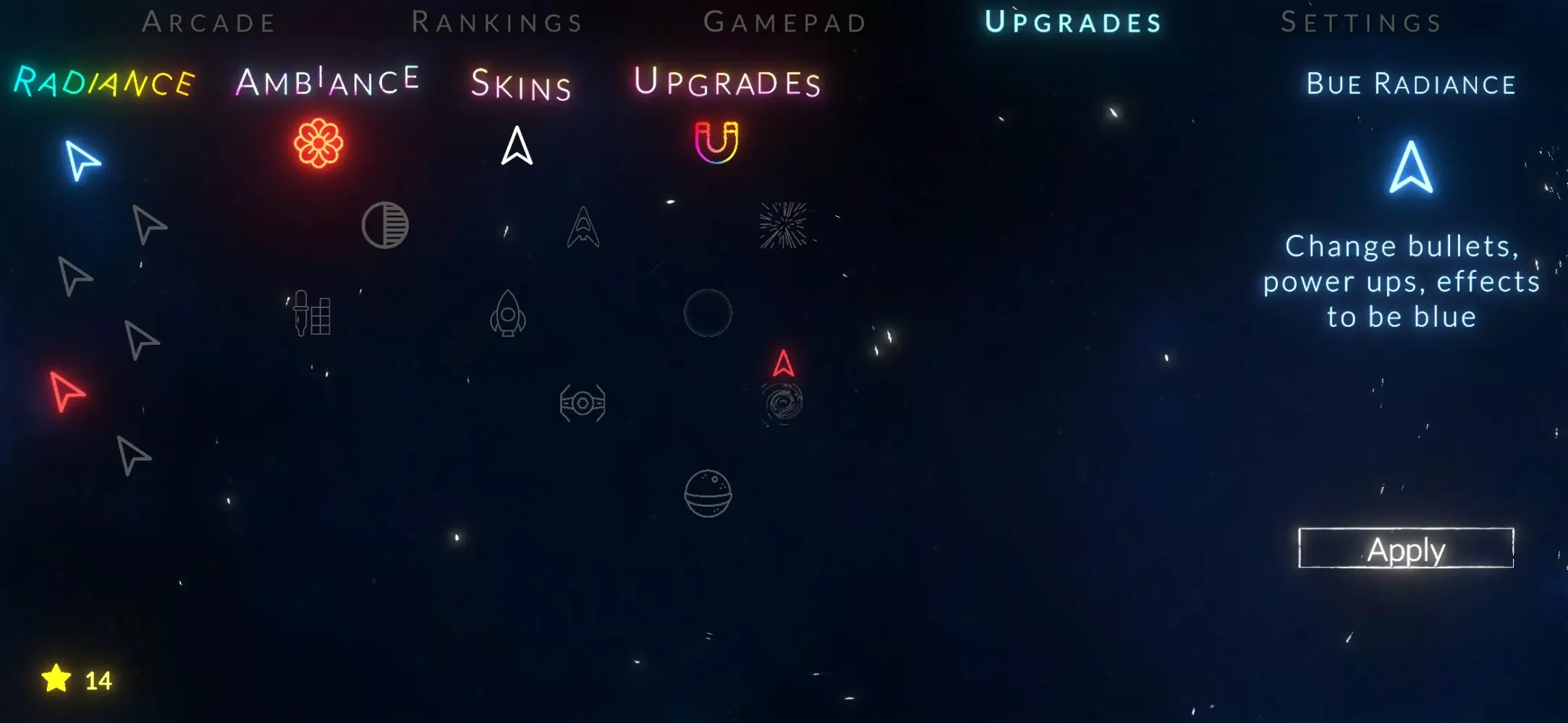 Tangkapan skrin Asteroids Neon