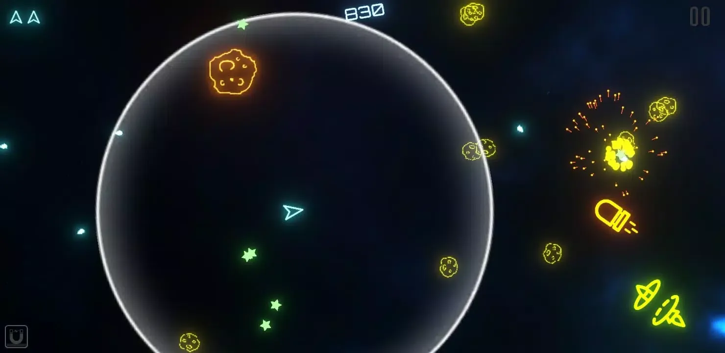 Tangkapan skrin Asteroids Neon