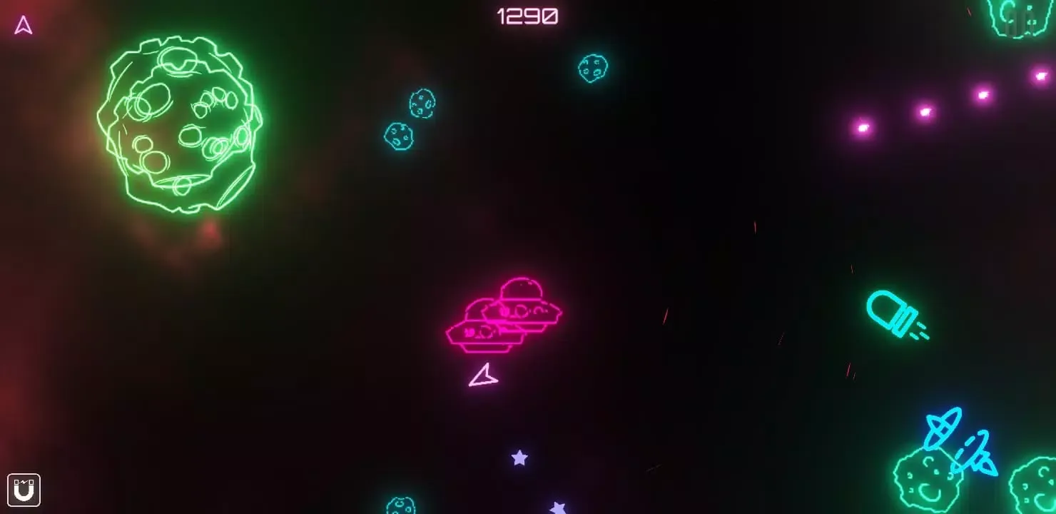 Tangkapan skrin Asteroids Neon