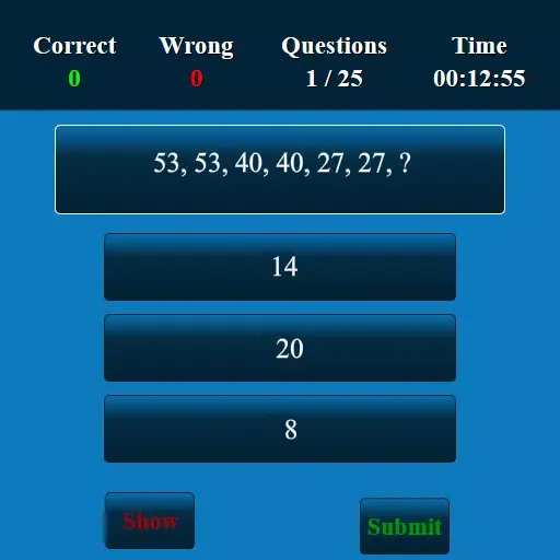 Number Series MCQ Ekran Görüntüleri