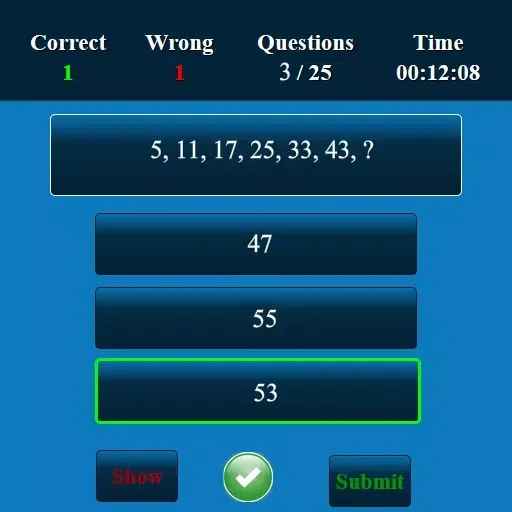 Number Series MCQ Ekran Görüntüleri