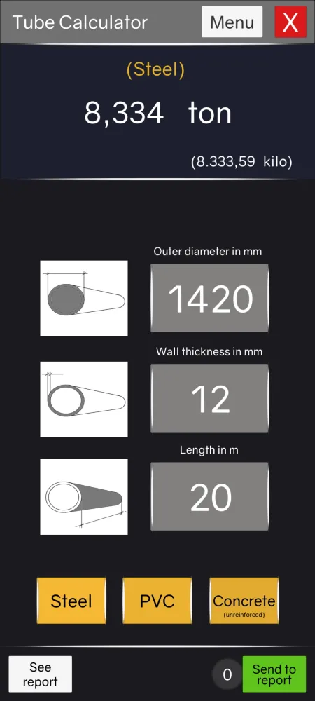 Tangkapan layar Piling Calculator
