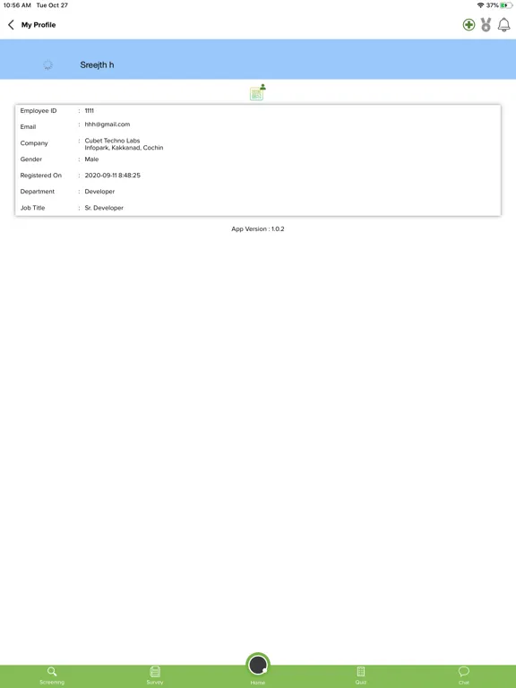 Ảnh chụp màn hình của Odin Health iPad 