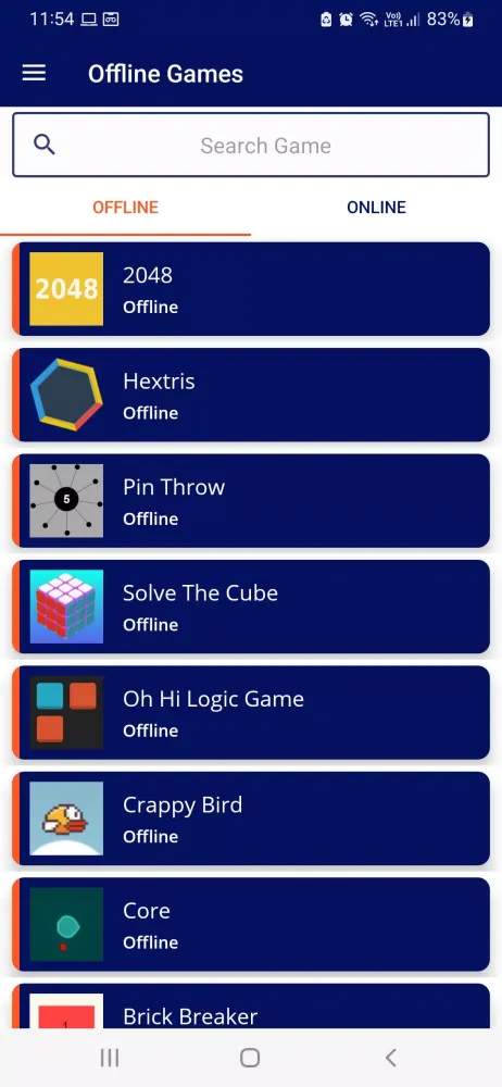 Tangkapan skrin Offline Games