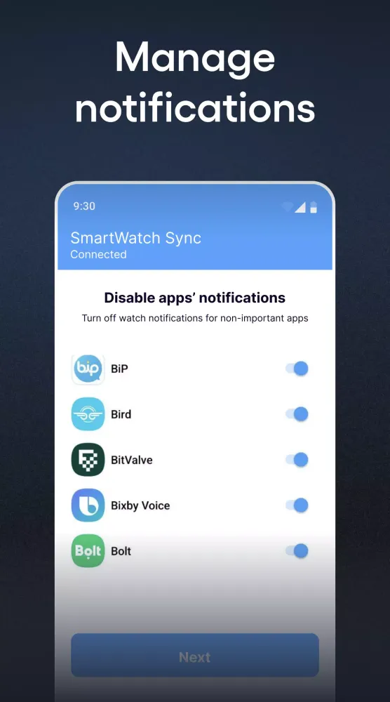 Tangkapan layar SmartWatch & BT Sync Watch App