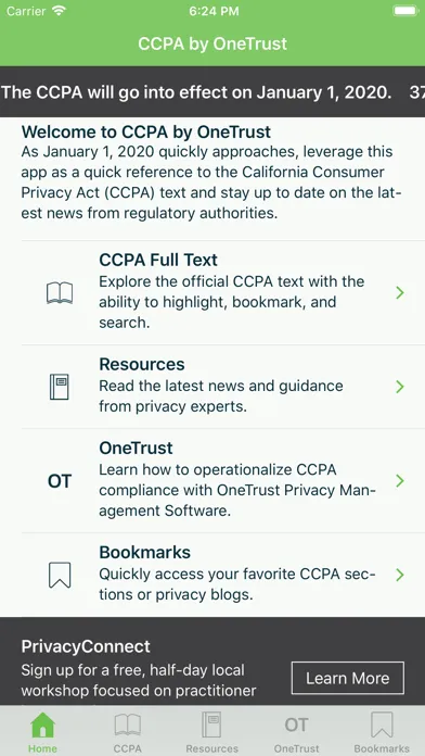 Capturas de tela do CCPA by OneTrust