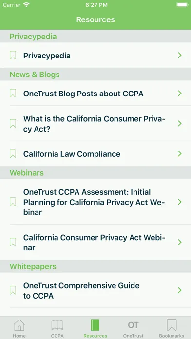 Capturas de tela do CCPA by OneTrust