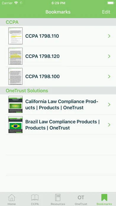 Capturas de tela do CCPA by OneTrust