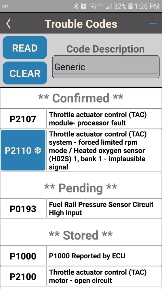 Capturas de pantalla de OS OBD2 Interface