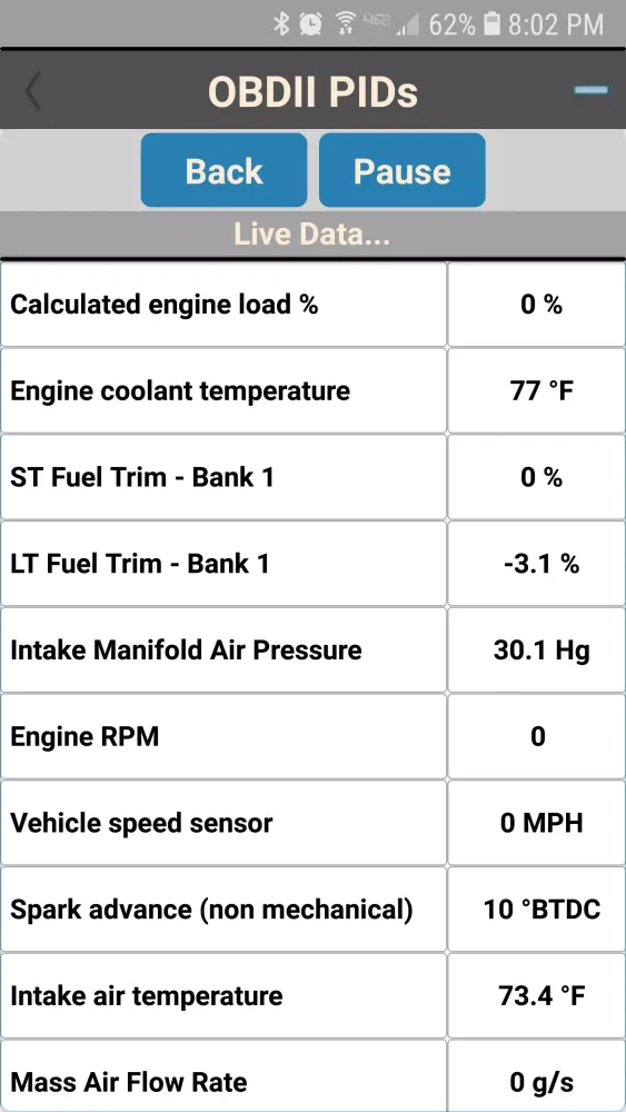 Capturas de pantalla de OS OBD2 Interface