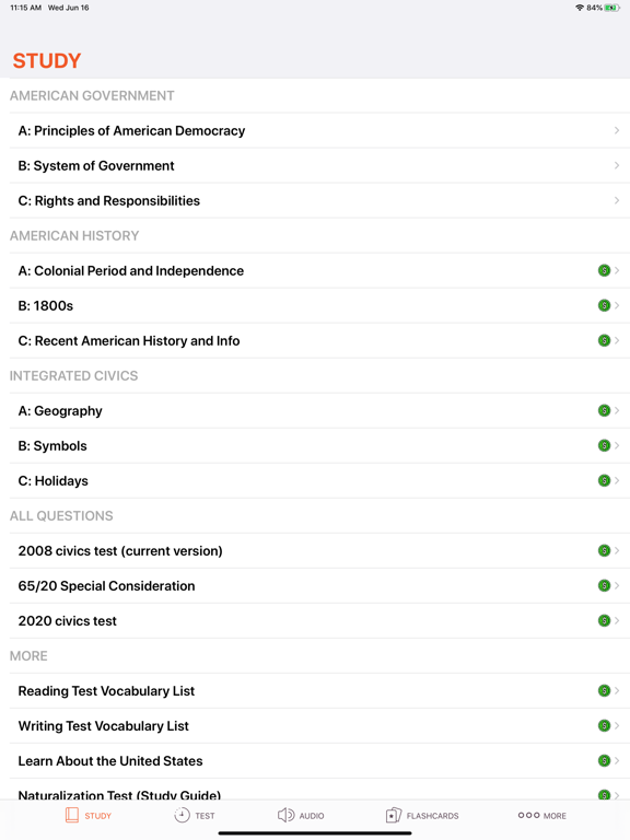 Tangkapan skrin USA Citizen Test iPad 