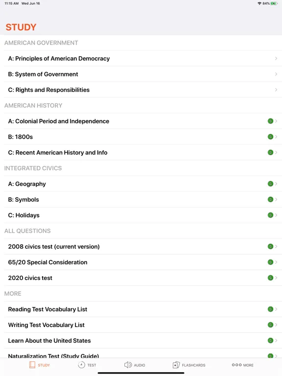 USA Citizen Test iPad  Screenshots