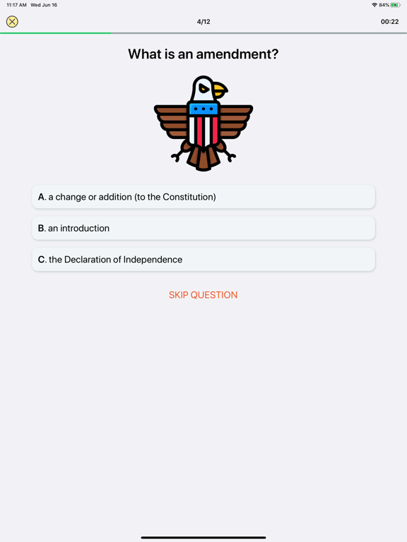 Tangkapan skrin USA Citizen Test iPad 