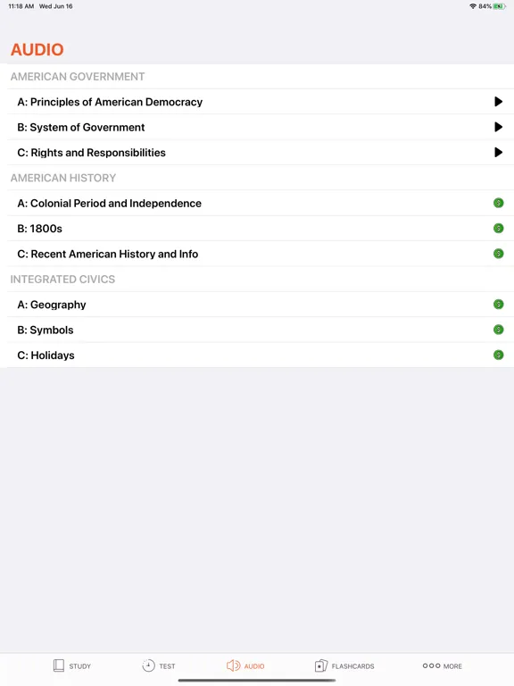 USA Citizen Test iPad  Screenshots