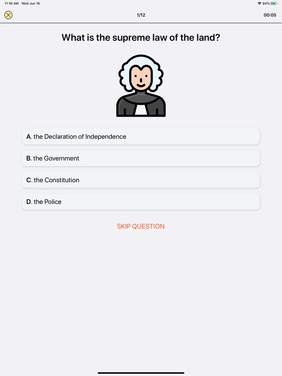 Tangkapan skrin USA Citizen Test iPad 