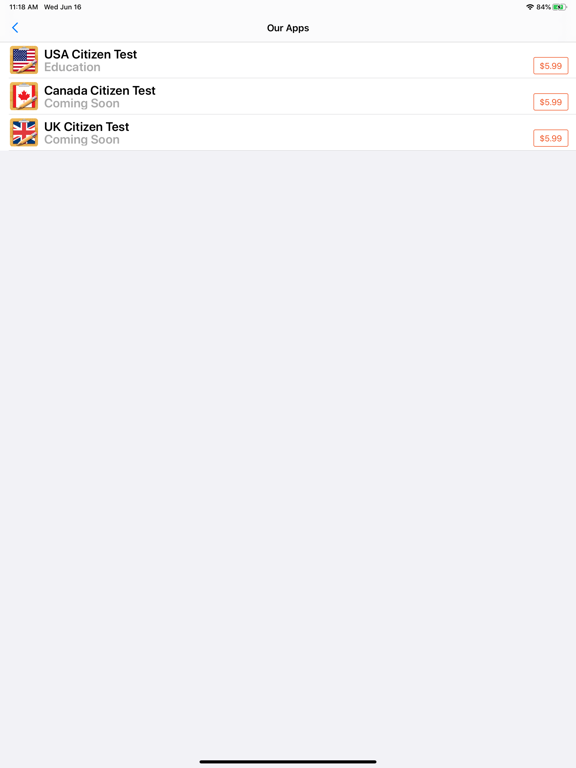 Tangkapan skrin USA Citizen Test iPad 