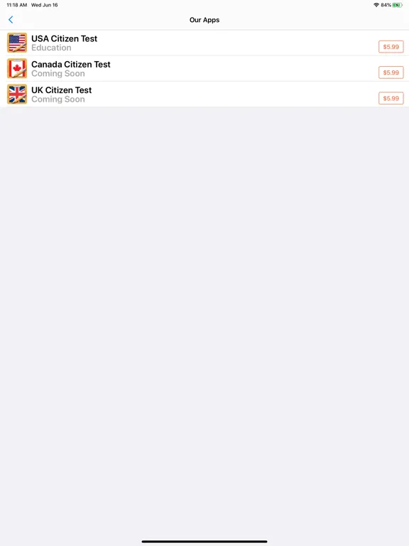 USA Citizen Test iPad  Screenshots