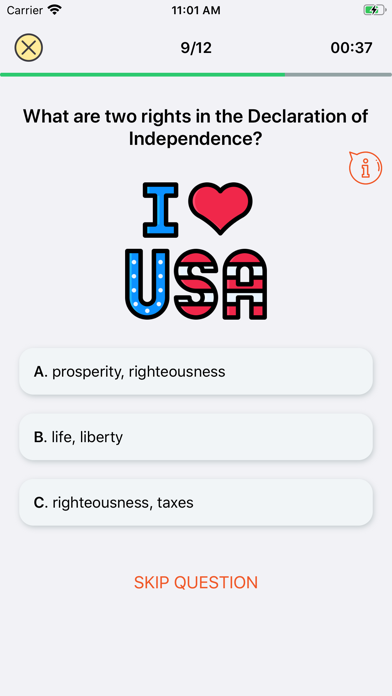 Tangkapan skrin USA Citizen Test