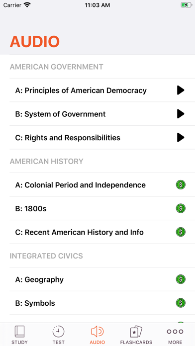 Tangkapan skrin USA Citizen Test