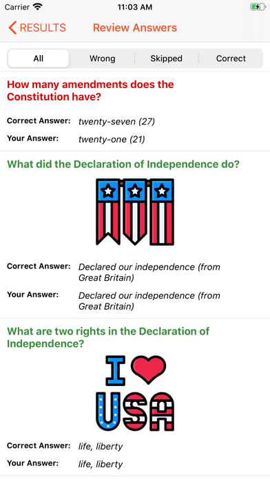 Tangkapan skrin USA Citizen Test