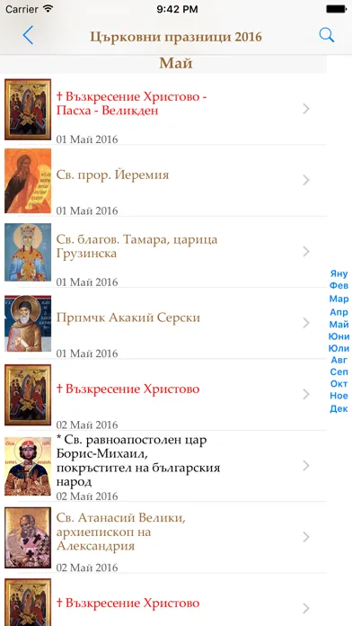 Tangkapan skrin Календар с имените дни ПРО
