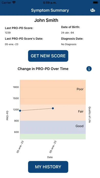 Tangkapan layar Parkinson Symptom Tracking