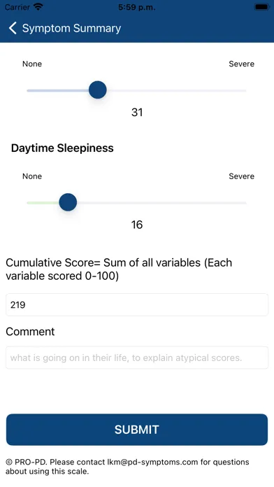 Tangkapan layar Parkinson Symptom Tracking