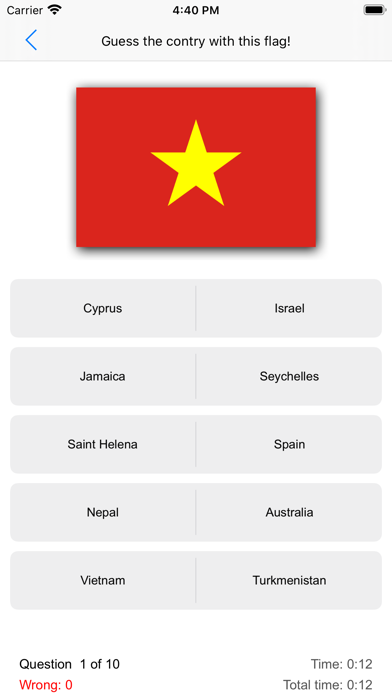 The Countries, Quiz スクリーンショット