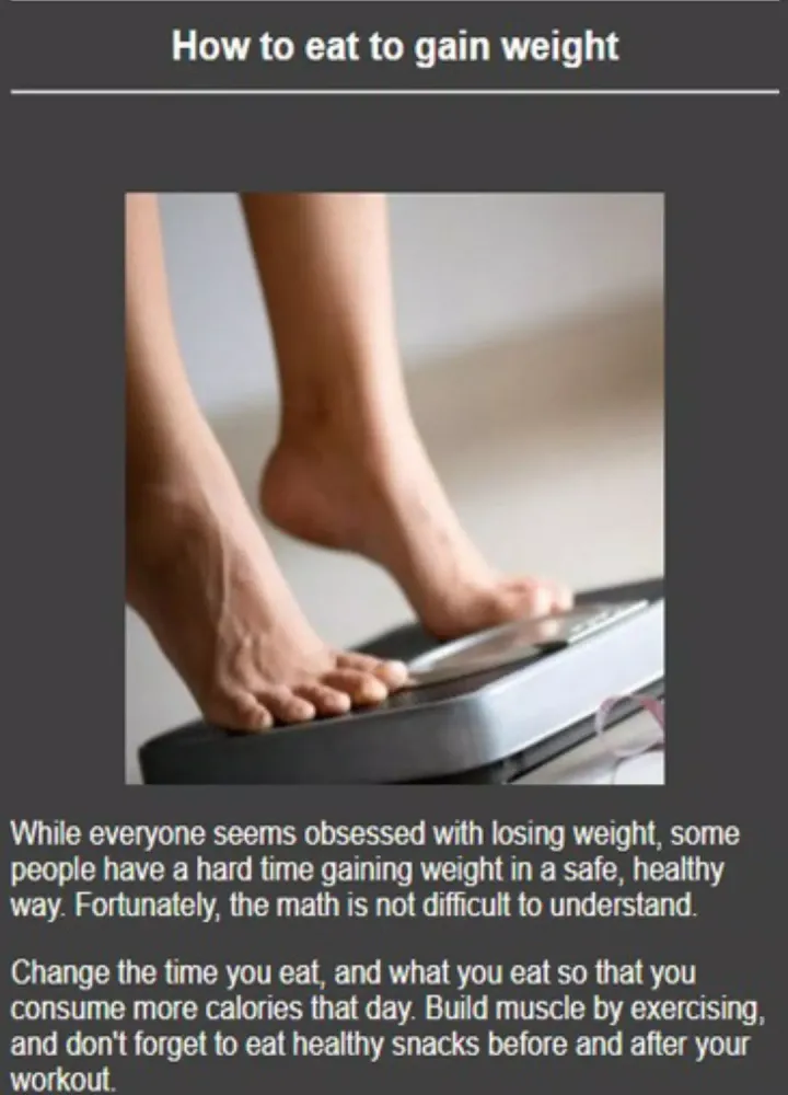 Weight Gain Guide Screenshots