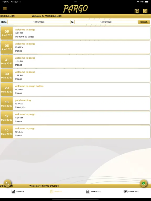 Ảnh chụp màn hình của Pargo Bullion iPad 