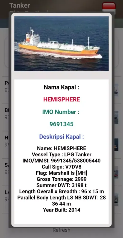 Tankers Ship Particulars Ekran Görüntüleri