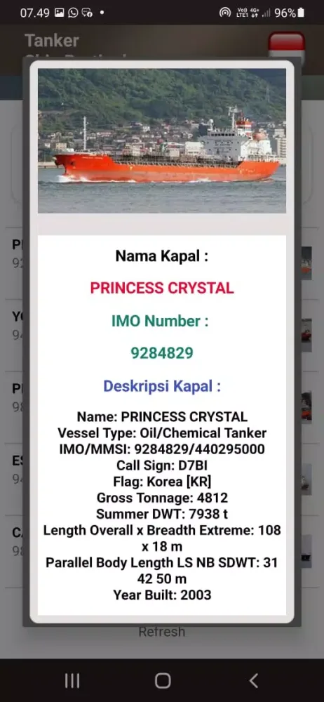 Tankers Ship Particulars Ekran Görüntüleri